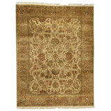 Hand Knotted Wool Oriental Area Rug in Cream And Gold