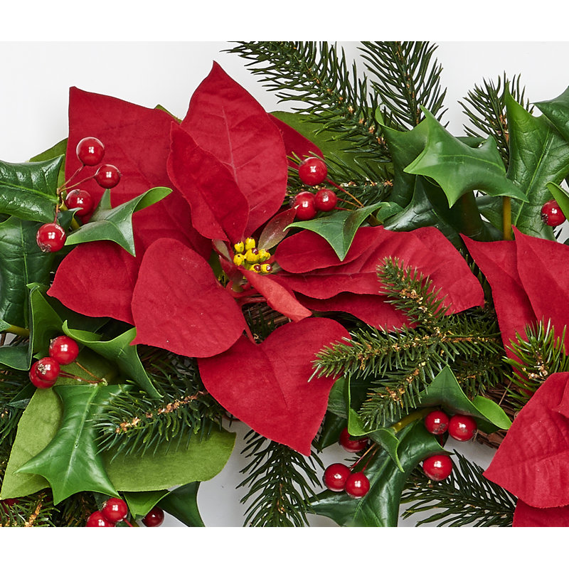 Couronne de poinsettia 24 po avec baies