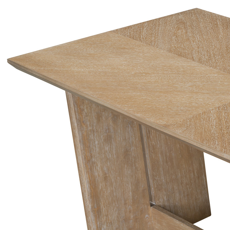 Ensemble de salle à manger rétro 6 pièces avec table rectangulaire et base trapézoïdale stable, comprenant 4 chaises rembourrées et un banc, idéal pour les salles à manger