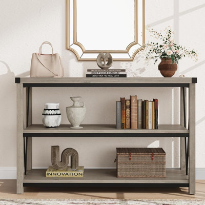 Farmhouse Entryway Table, Narrow Long Console Table With Storage, 3 Tier Wood Console Table For Living Room, Behind Couch Table, Hallway Table For Foy by Ophelia & Co.