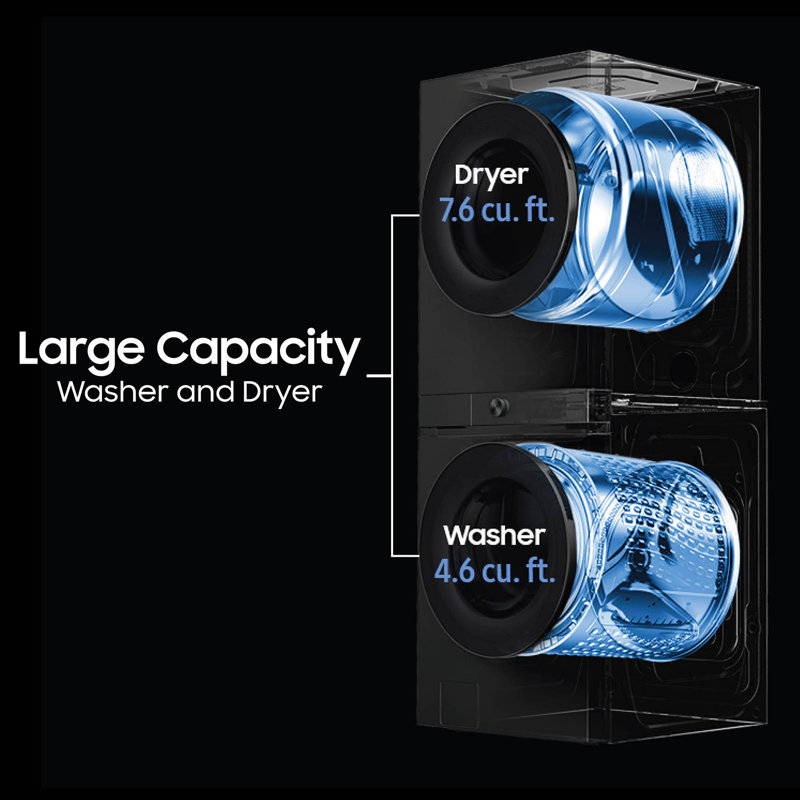 Brushed Black Stainless Steel Smart Gas Washer and Dryer Set