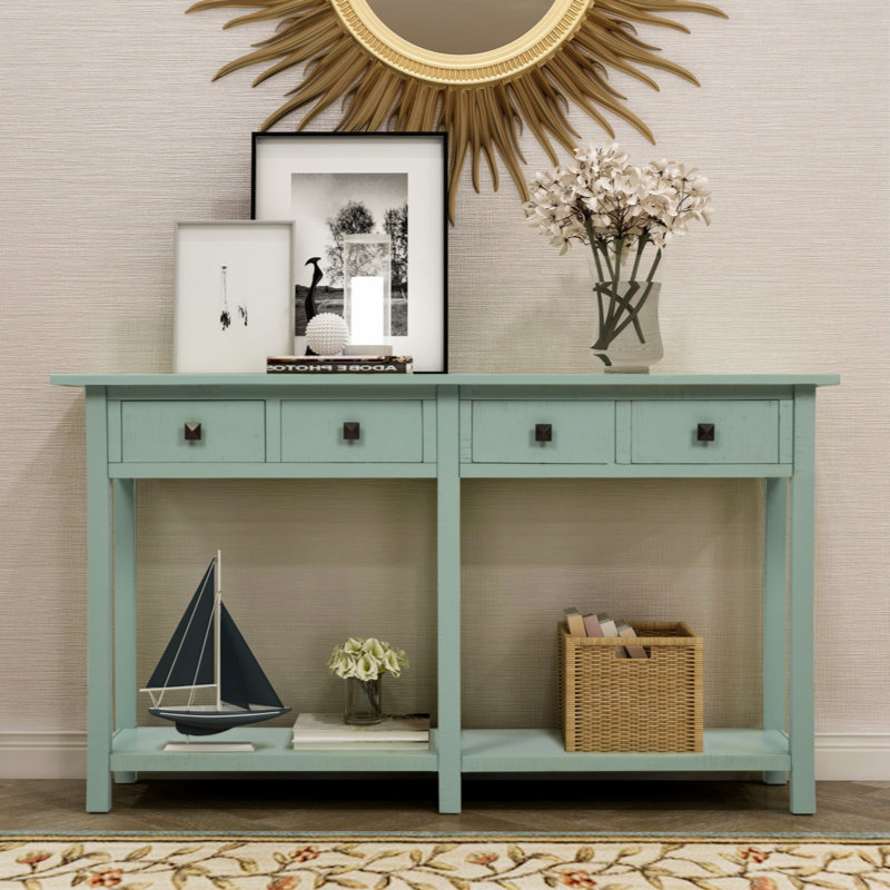 Console de table d'entrée Trissa, Bleu Tiffany