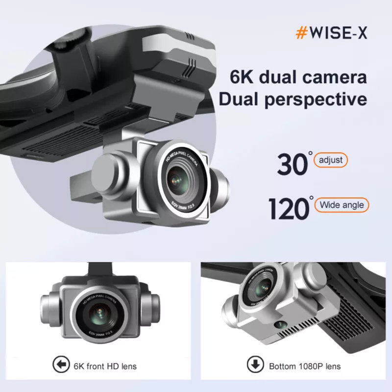 V14 Professional Drone 6k Hd Dual Caméra Wifi Fpv Portable RC Quadcopter 2 Batterie, drones Convient aux adultes / débutants.