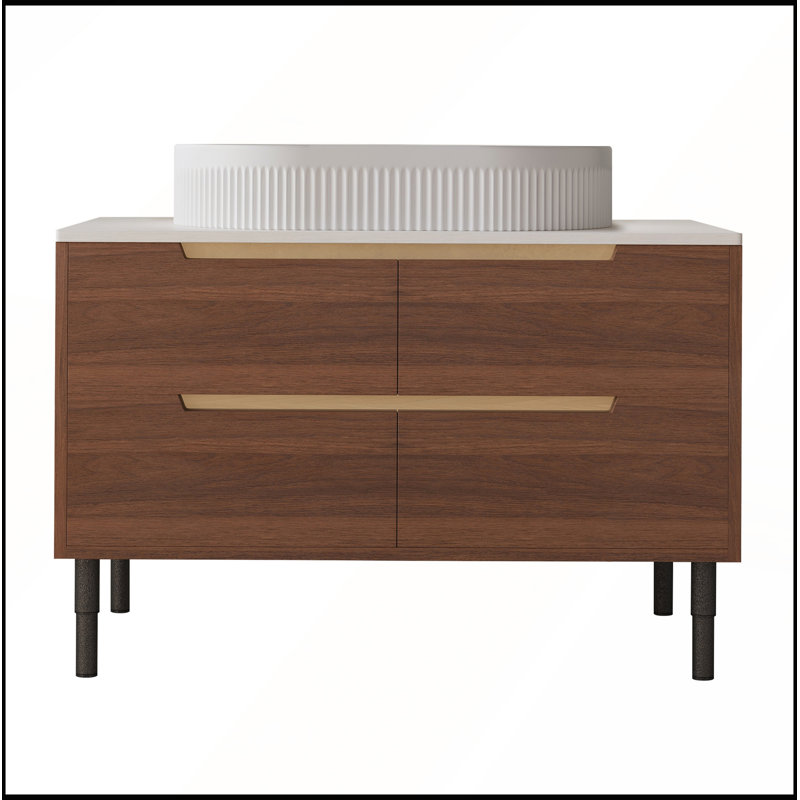 Meuble-lavabo 36 po avec lavabo intégré en céramique et tiroirs à fermeture en douceur, conception autoportante ou murale