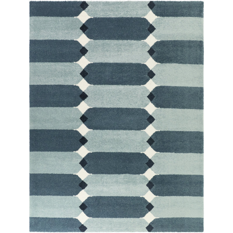 Cagnie Teal/Light Blue Southwest Modern Area Rug, Rectangle 5'3" x 7'