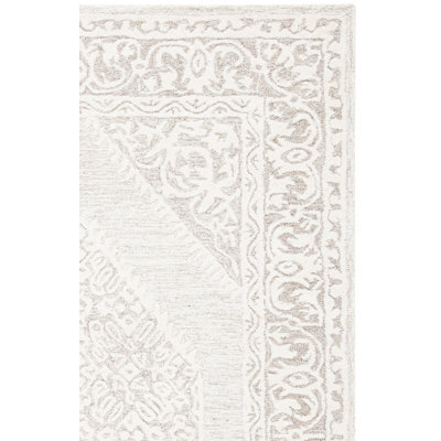 Arcie Owen Oriental Handmade Tufted Ivory/Gray Area Rug