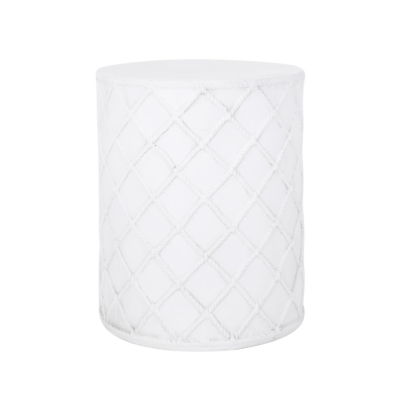 Modern Lightweight Concrete Accent Table With Nautical Pattern - 15.11" Square Instant Setup Stylish Side No Assembly Needed