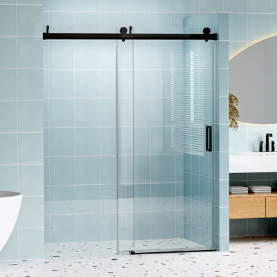 Frameless Soft-Closing Shower Door, Tempered Glass Single Sliding Shower Door With Explosion-Proof Coating