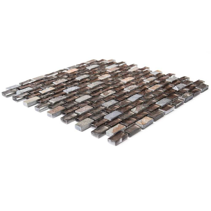 Victory Arctic 12" X 12" Glass Brick Joint Mosaic Wall Tile, Brown