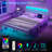 Bed Frame with Headboard, Metal Platform Bed Frame with LED, Charging Station, No Box Spring Needed, Easy Assembly, Noise Free-318877678-318877677
