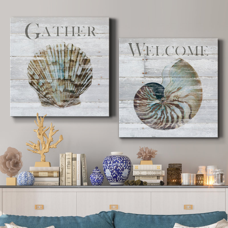 «Shell Gather», ensemble de 2 impressions sur toile, H 16 po x l 32 po x P 1 po, Toile tendue