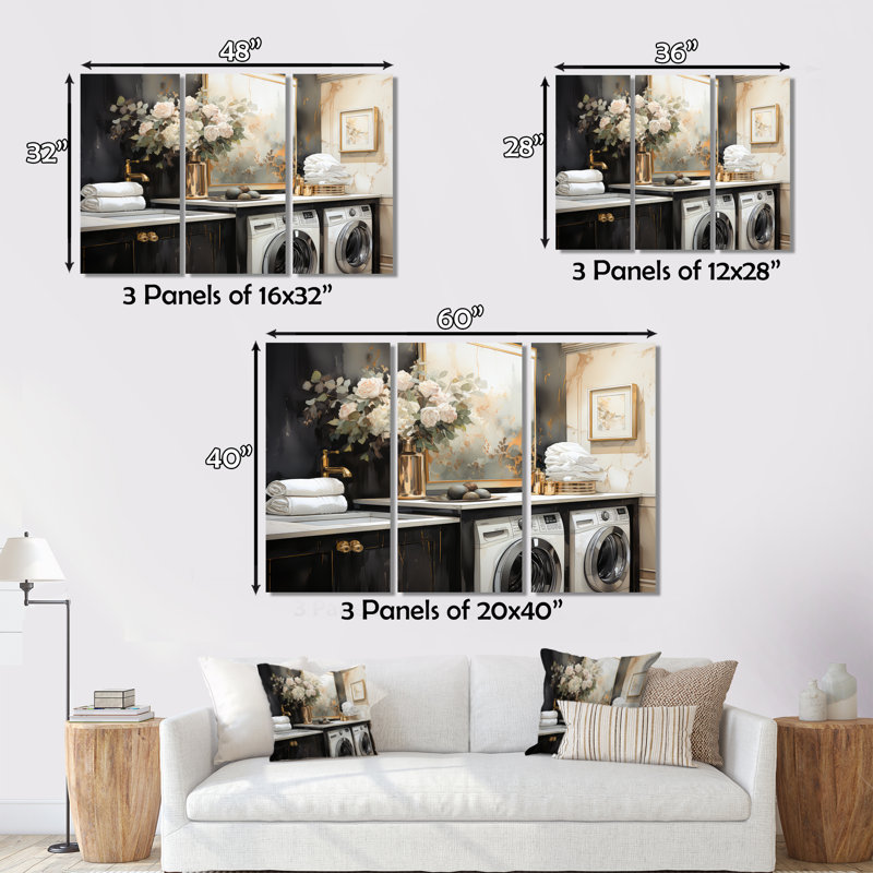 Blanchisserie Art déco II - Art mural, H 24 po x l 32 po x P 1 po, Brown Floater Framed