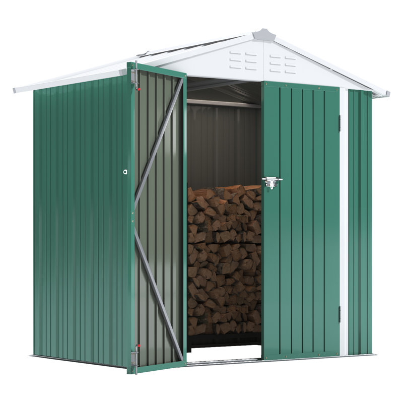 Remise de rangement en métal pour l'extérieur l 6 pi x P 4 pi, Vert
