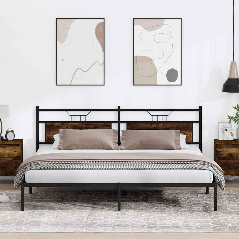 Bed Frame Without Mattress Smoked Oak Engineered Wood