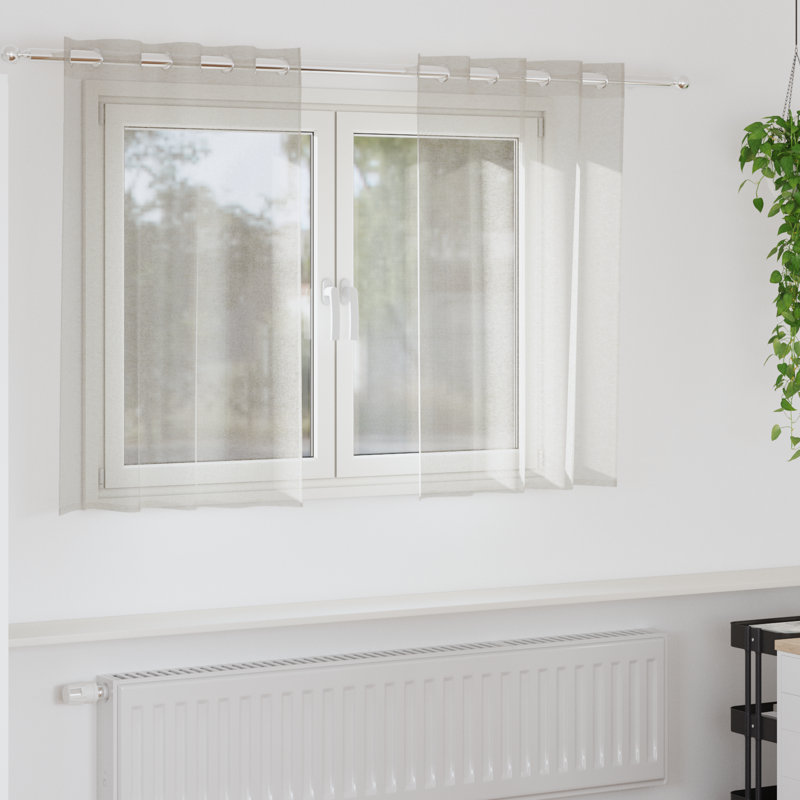 Curtains With Curtains 2 Pcs Polyester, Cream, 140cm Width x 140cm Drop