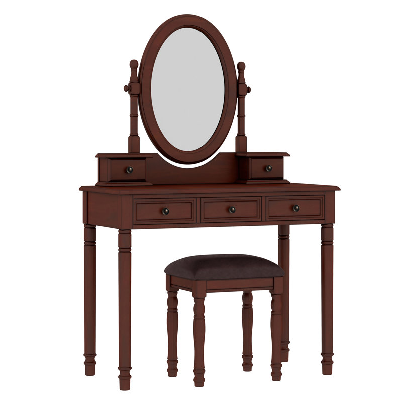 Vanity Desk with Adjustable Angle Mirror