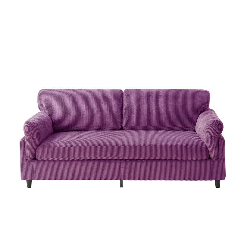 Canapé rembourré en velours côtelé 82,6 po, Mauve