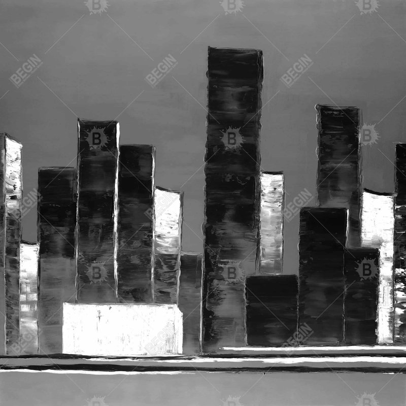 «Bâtiments abstraits en noir et blanc», Noir
