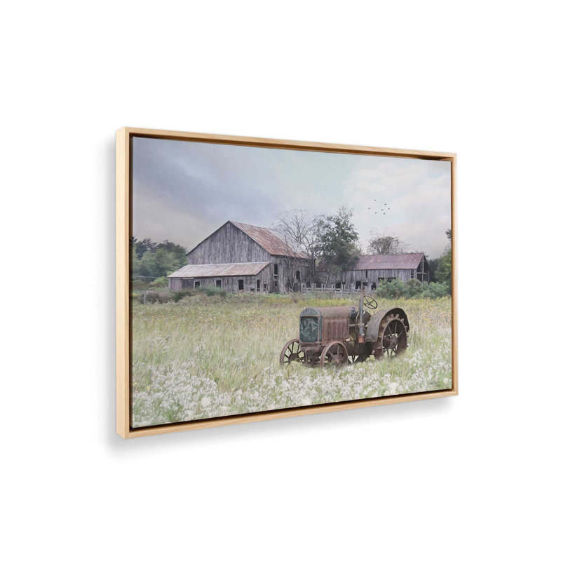 «Old Vermont Barn» par Lori Deiter, reproduction d'art, 40 W x 30 H, Tan, Framed Canvas