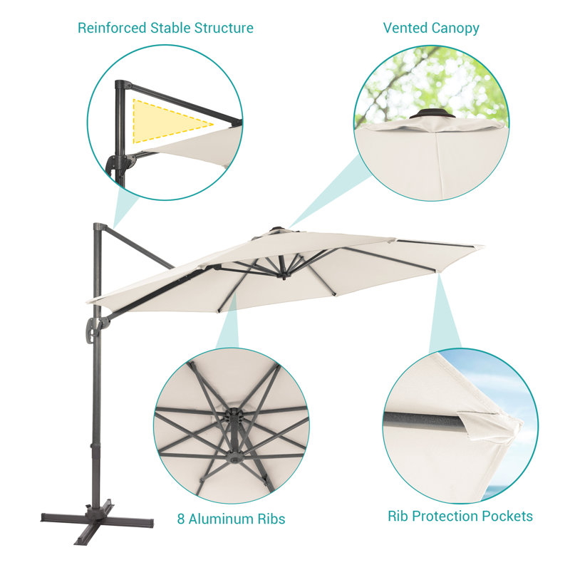 Parasol en porte-à-faux 119 po Seydina, Sand