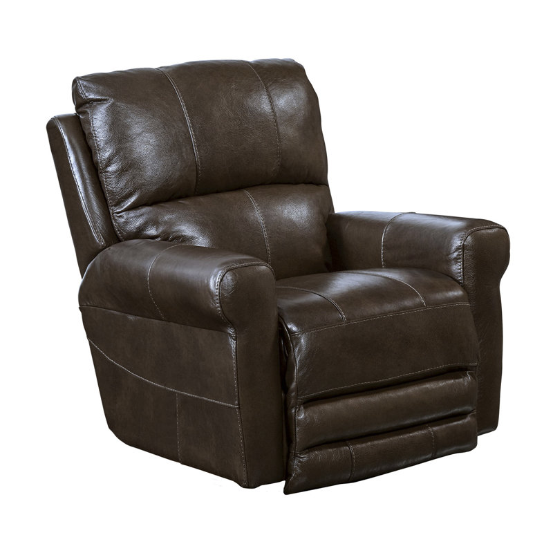 Union Point 38" Wide Swivel Standard Recliner, Chocolate Genuine Leather, Power