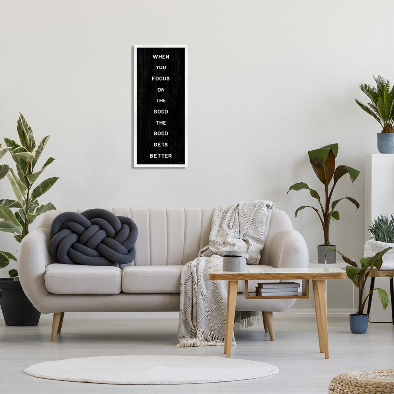 «Focus On Good», impression encadrée sur bois, H 30 po x l 13 po x P 1,5 po, Giclée encadrée blanc bord de mer