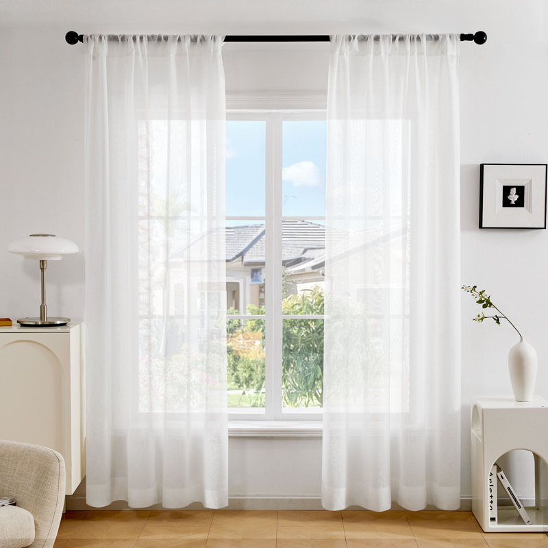 Deedre Sheer Curtain Single Panel, Beige, 52" W x 108" L