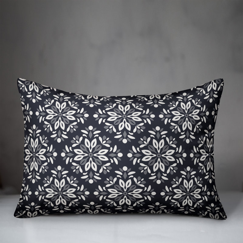 Medallion Outdoor Reversible Throw Pillow, H 14 po x l 20 po, Bleu marine