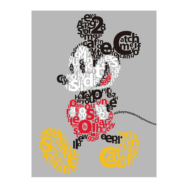 Mickey Mouse Type' Textual Art on Wrapped Canvas