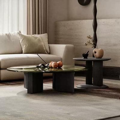 Italian Minimalist Avocado Green MarbleCoffeeTable