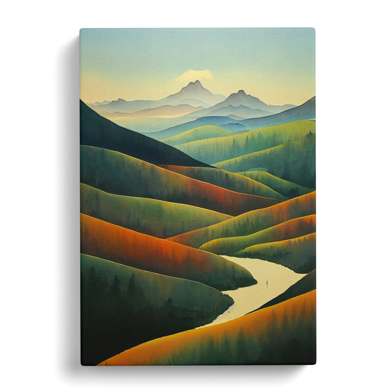 Mountain Landscape In Watercolour No.2 - Wrapped Canvas, 50cm H x 35cm W x 3cm D