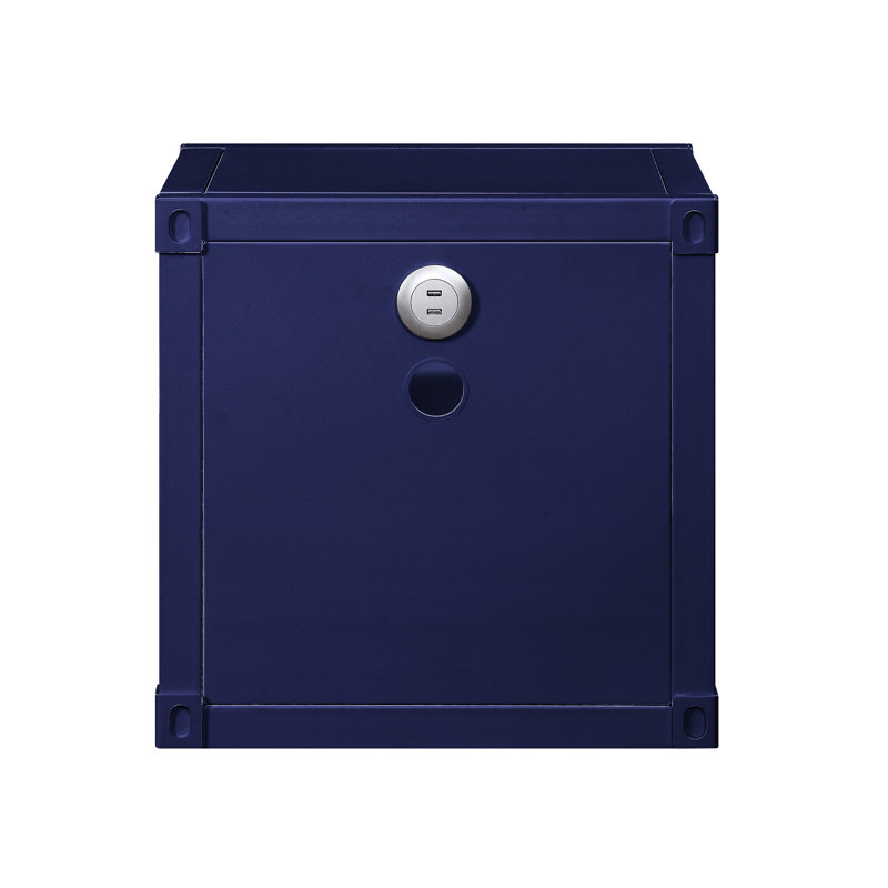 Table de chevet Cargo Blue avec chargement - 2 compartiments ouverts, construction métallique, industrielle moderne avec design, cadre, peu encombrante