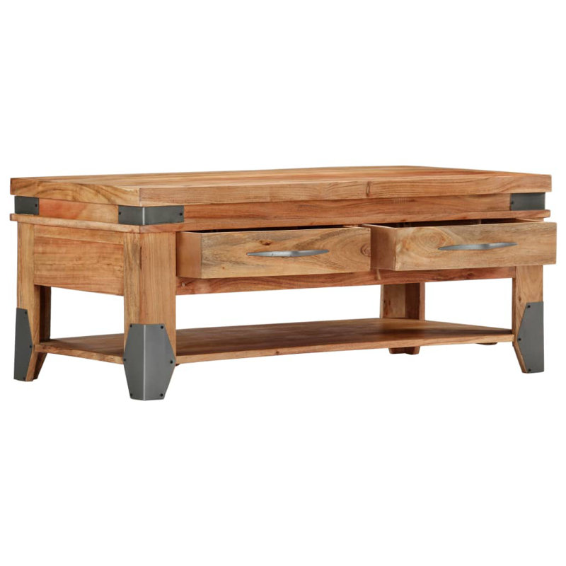 Wetherell Solid Wood Four Leg Coffee Table with Storage