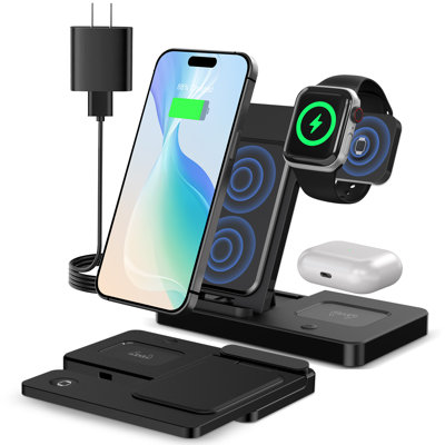 Wireless Charging Station: 3 In 1 Charger Stand Multiple Devices Compatible For Apple - Iphone 16 15 14 Pro Max 13 12 11 - Watch 10 9 8 7 6 5 4 3 2 Se -  BAOKALER, Z5G-V3