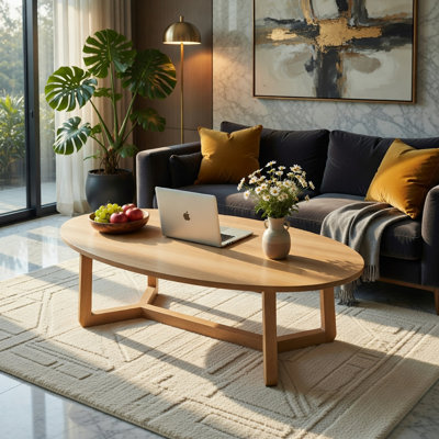Table basse ovale en bois 46 po Hommoo