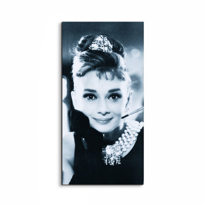 Icons Homage To Audrey - Breakfast At Tiffany's Tranquil 100cm H X 50cm W CrystalArt Material Acrylic Glass Effect, Frameless Panel Lightweight Ready to Hang