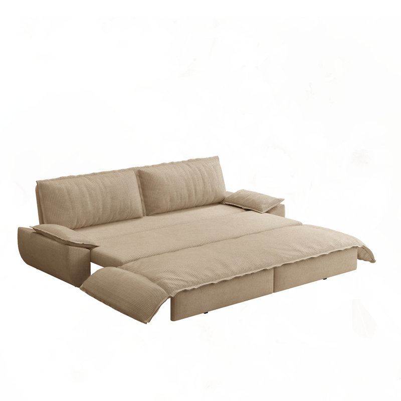 Canapé-lit escamotable grand 73,2 po, H 36 po x l 73,2 po x P 33,1 po, Velours côtelé chameau