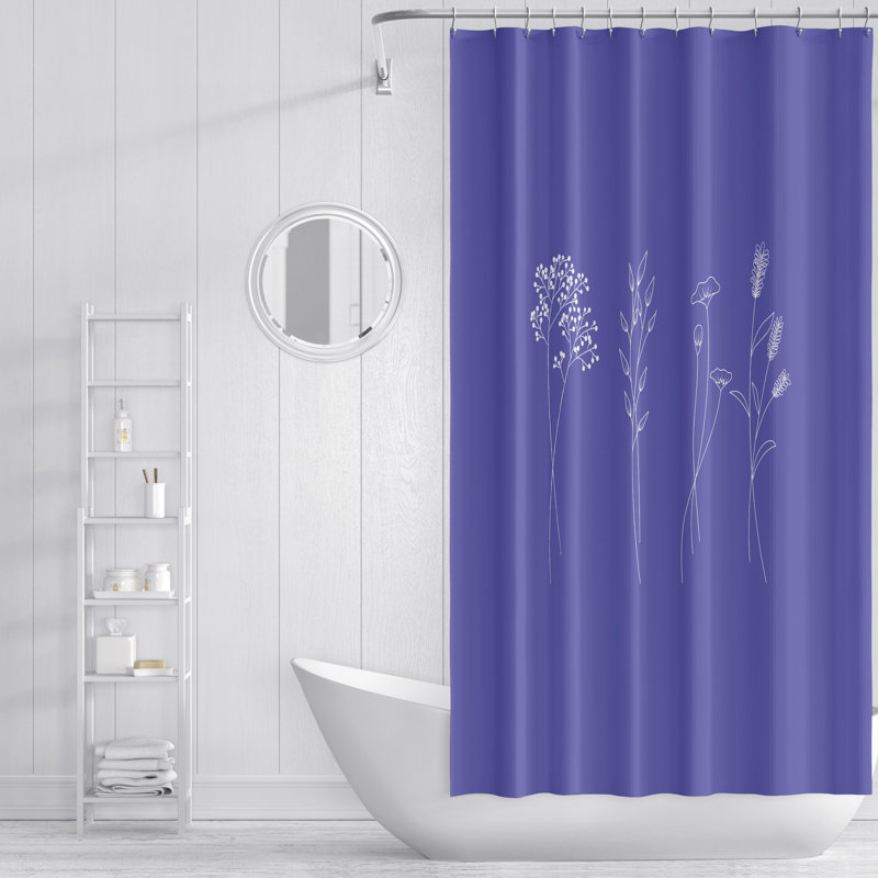 Crochets de rideau de douche floraux simples, H 83 po x l 70 po