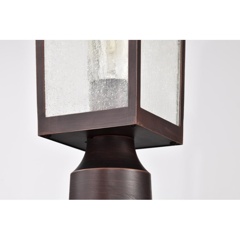 Tête de lanterne câblée 1 lumière, Bronze rustique, H 13,78 po x l 7,11 po x P 7,11 po