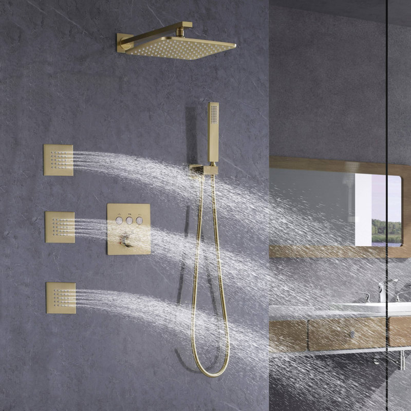 All-In-One Kit with Rough in-Valve, Brushed Gold