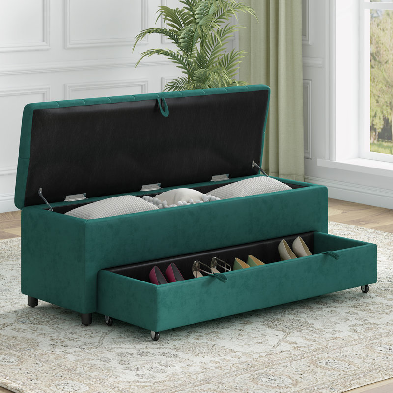 Banc de rangement Phylecia, Mélange de polyester vert
