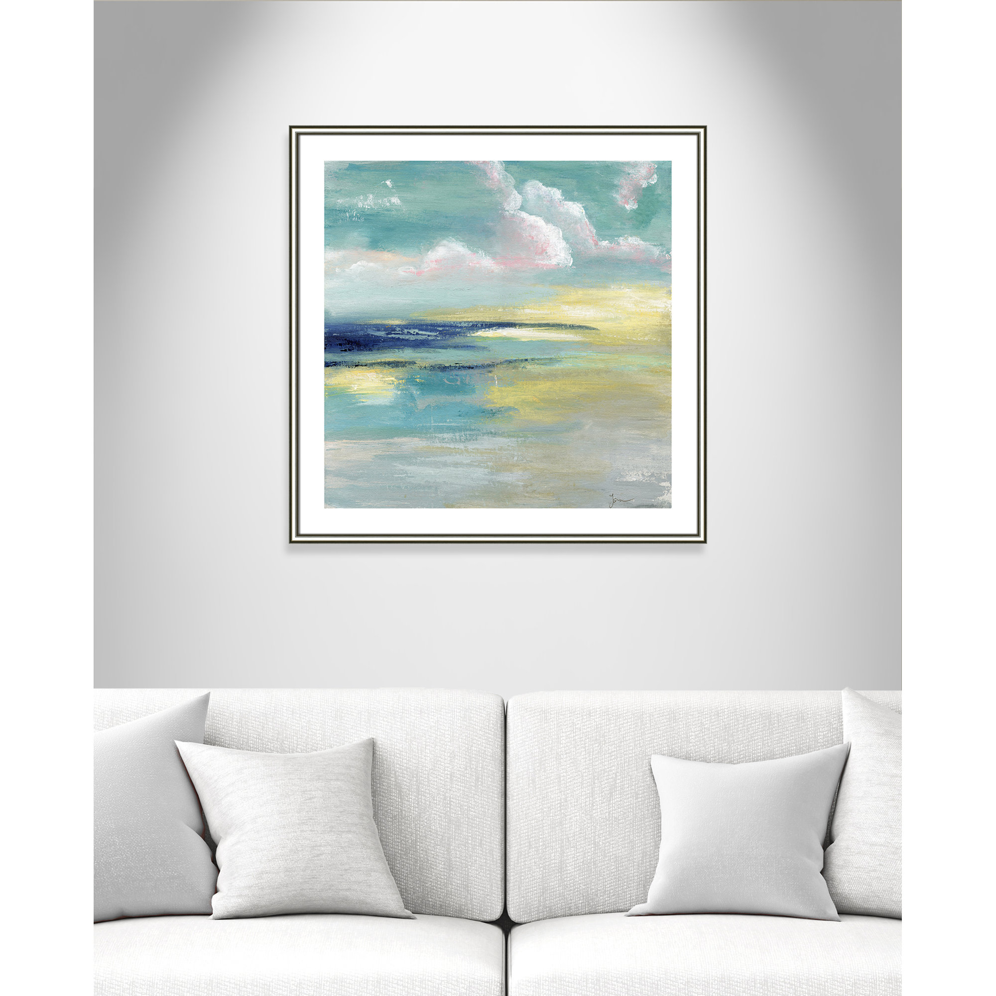 Ocean View by Tava Studios - Painting Print, 33.25" H x 33.25" W x 0.88" D, Silver Framed Paper