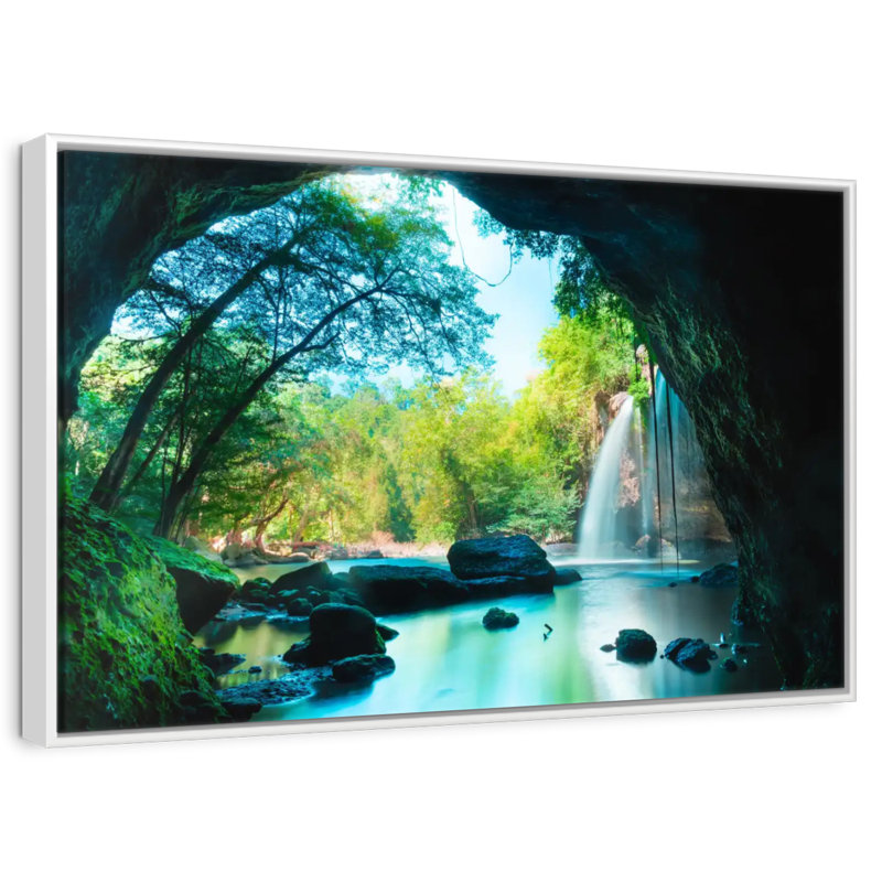 Cascade de la grotte thaïlandaise, Cadre flottant blanc, 13 po x 9 po