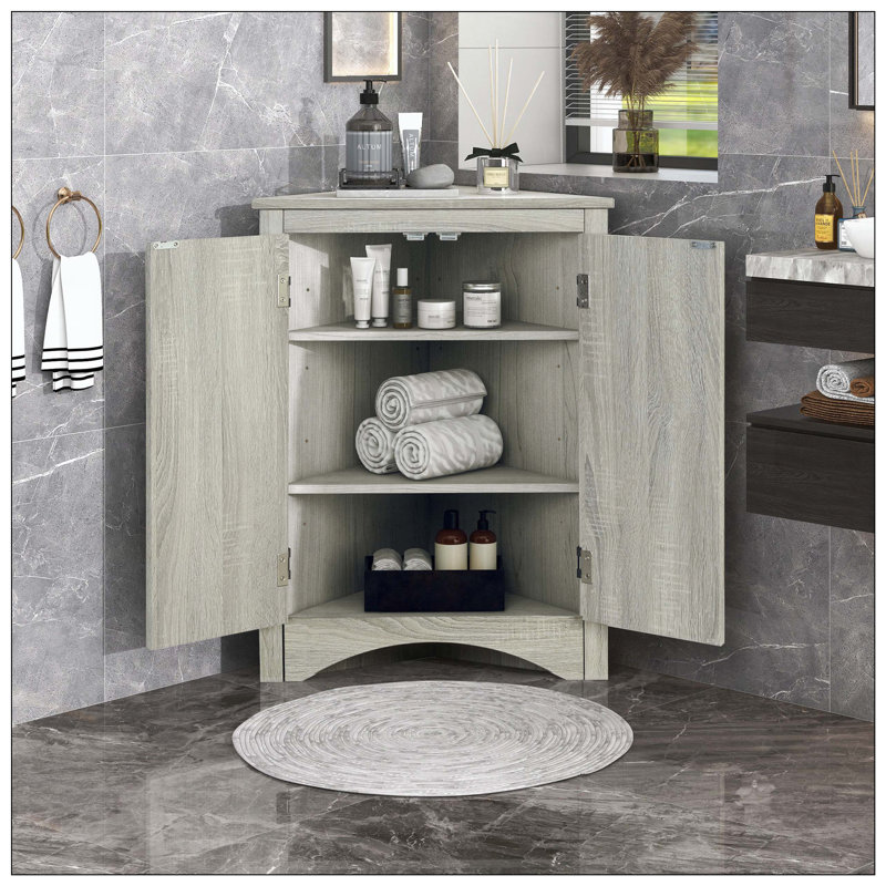 Bathrrom Storage Bathroom Storage Triangle Bathroom Storage Cabinet with Adjustable Shelves, Freestanding Floor Cabinet for Home Kitchen 