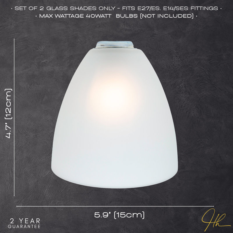 12cm H Glass Lamp Shade in White