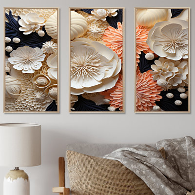 Abstrait corail fleurs collage - ensemble d'art mural corail sous l'eau