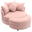 Fauteuil demi-tonneau pivotant à 360 ° avec repose-pieds avec rangement et 4 coussins, fauteuil de loisirs moderne en chenille pour salon