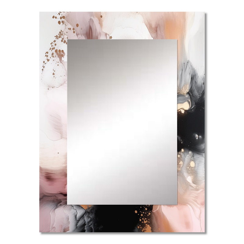 Texture or rose Splash Marble II - miroir décoratif en marbre, miroir mural moderne, impression d'art en métal, 32 po x 24 po
