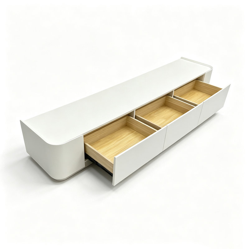 Meuble télé Ayira, 11.4" H x 71" L x 15.7" W, Blanc