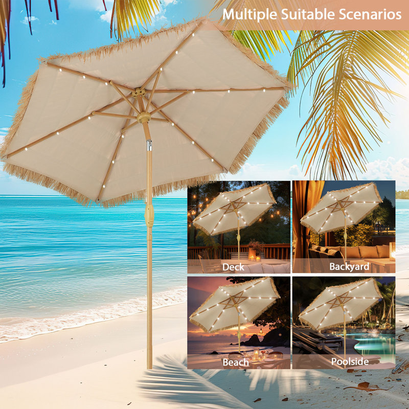 Parasol Thatch avec parasol Tiki, 7,5 pi, 1